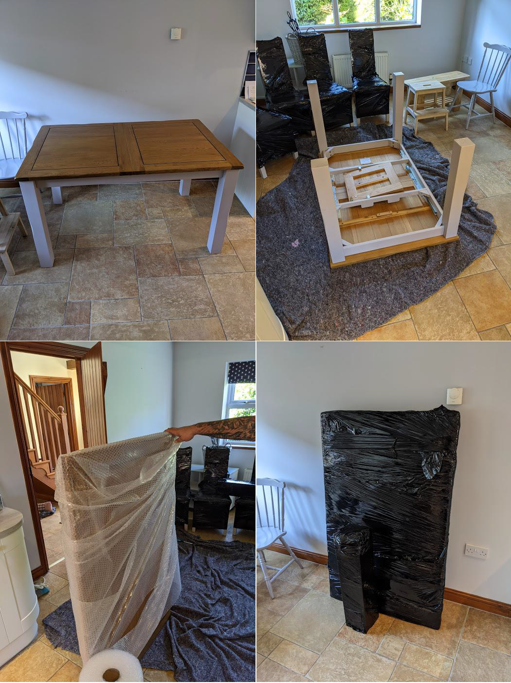 dismantling and protecting a table