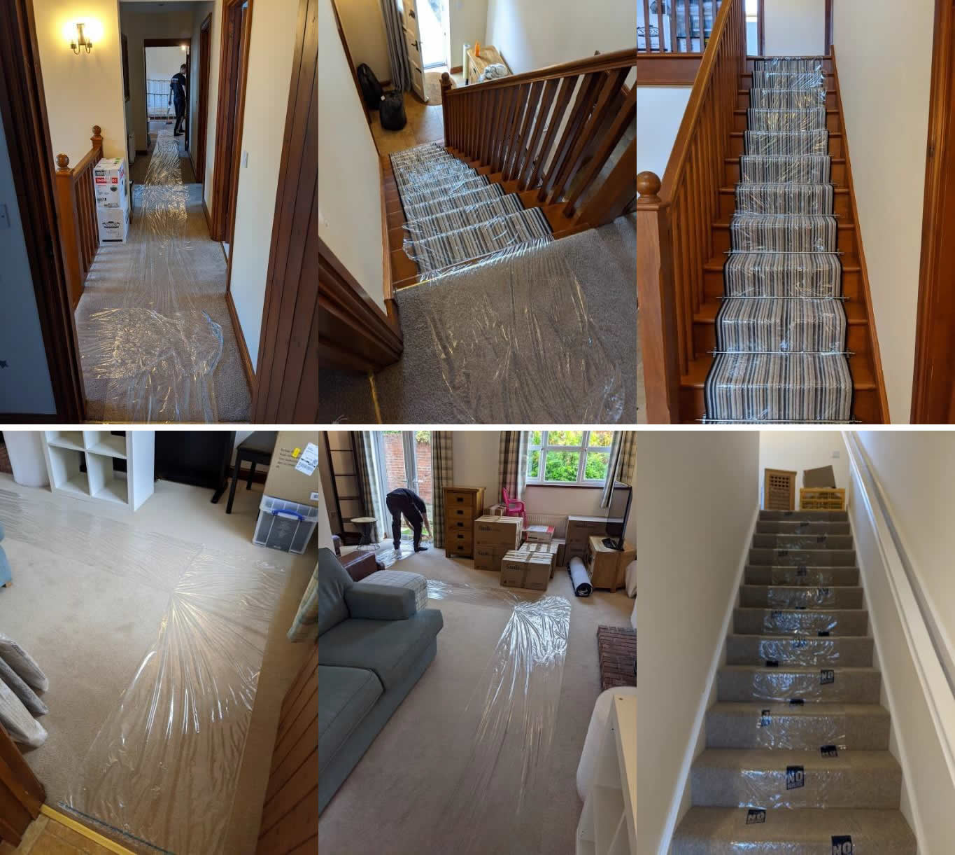 Protective floor covering used during a house move to keep carpets clean