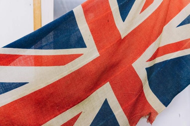Close-up shot of the UK flag
