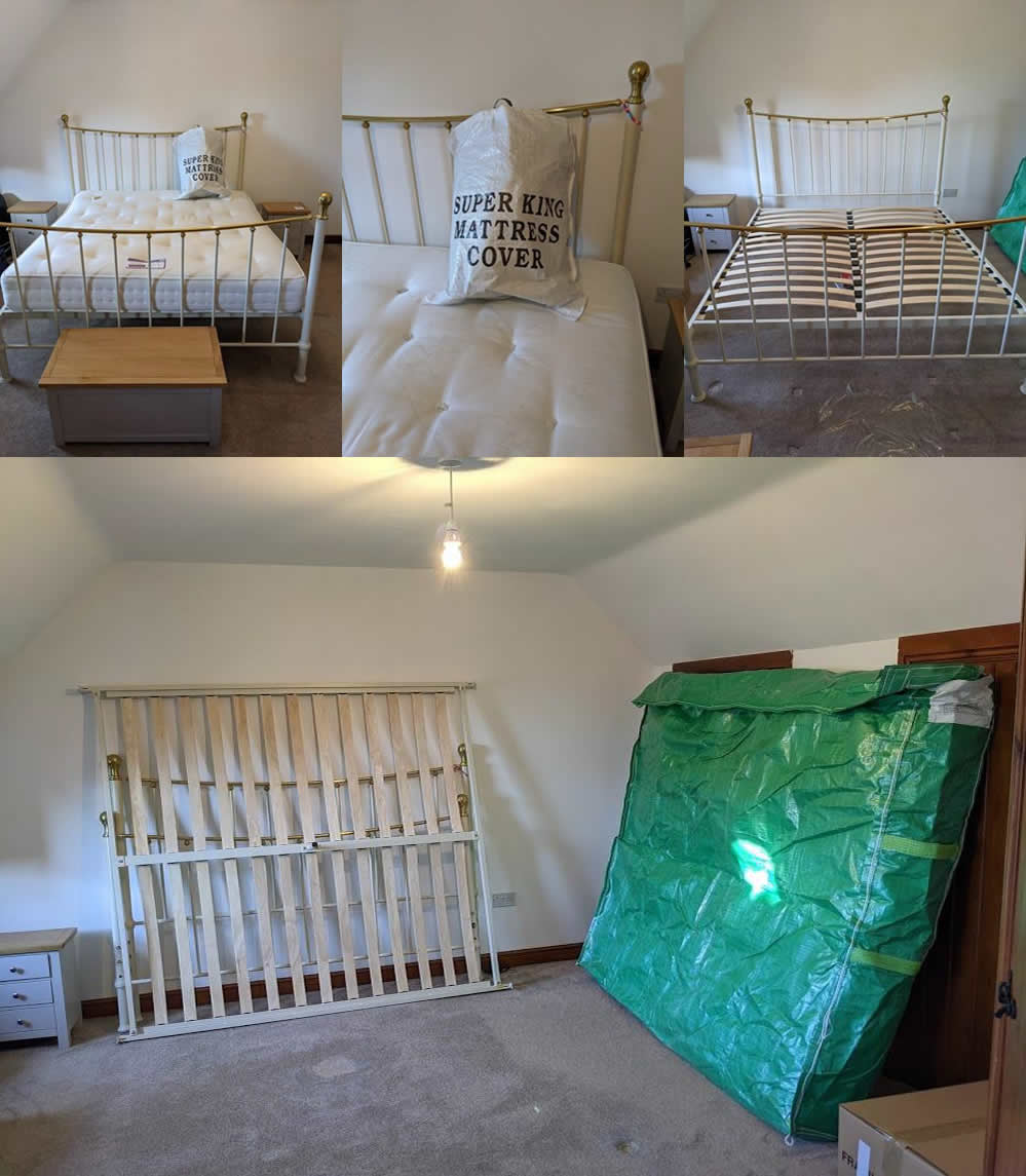 Mattresses placed into protective bags during professional removals service